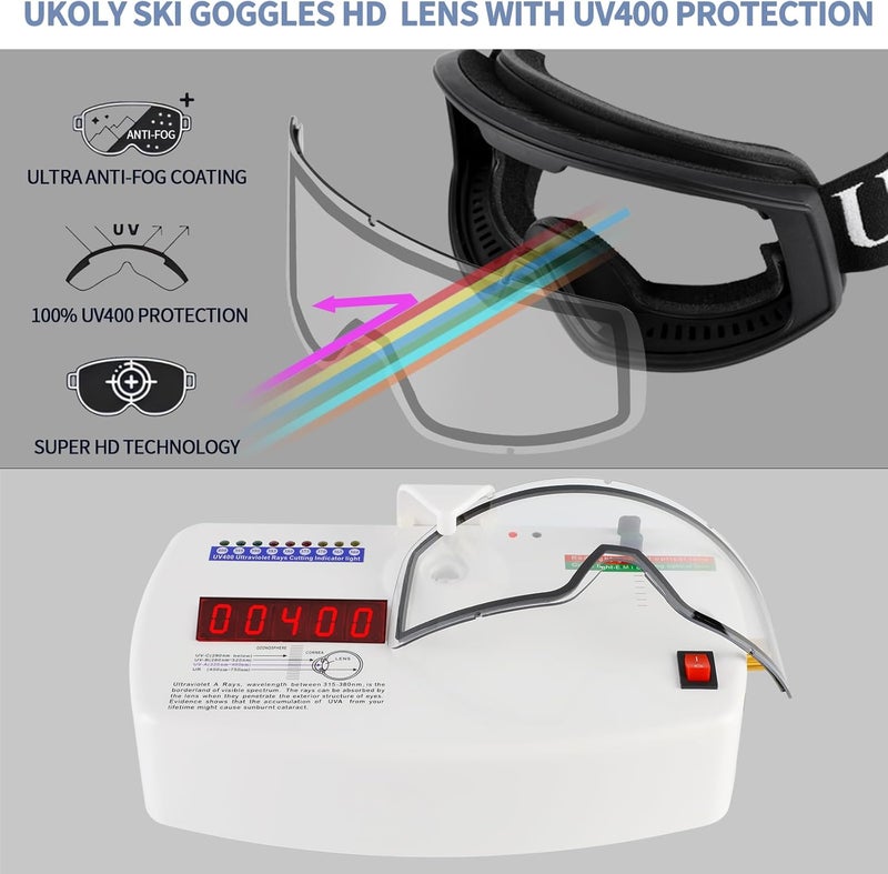 Ukoly Ski/Snowboard Goggles for Men Women, Snow Goggles HD Lens Anti-Fog Coating OTG Design UV400 Protection Windproof - Image 2